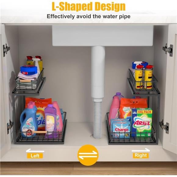 Under Sink Organizer & Storage, Metal Pull Out Kitchen Cabinet Organizer(1 Pack) - Picture 5 of 7